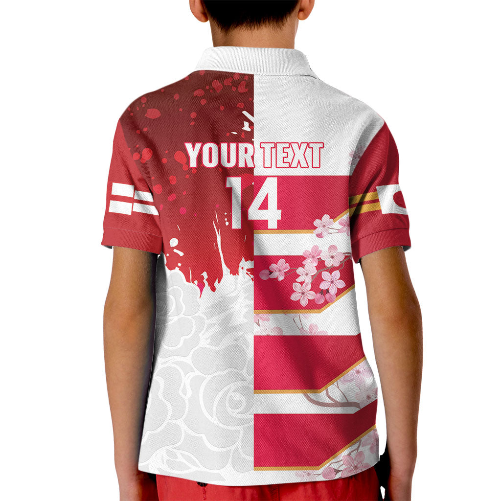 Japan and England Rugby Custom Kid Polo Shirt Brave Blossoms Red Roses Together