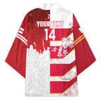 Japan and England Rugby Custom Kimono Brave Blossoms Red Roses Together