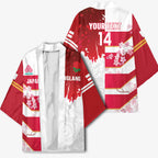 Japan and England Rugby Custom Kimono Brave Blossoms Red Roses Together