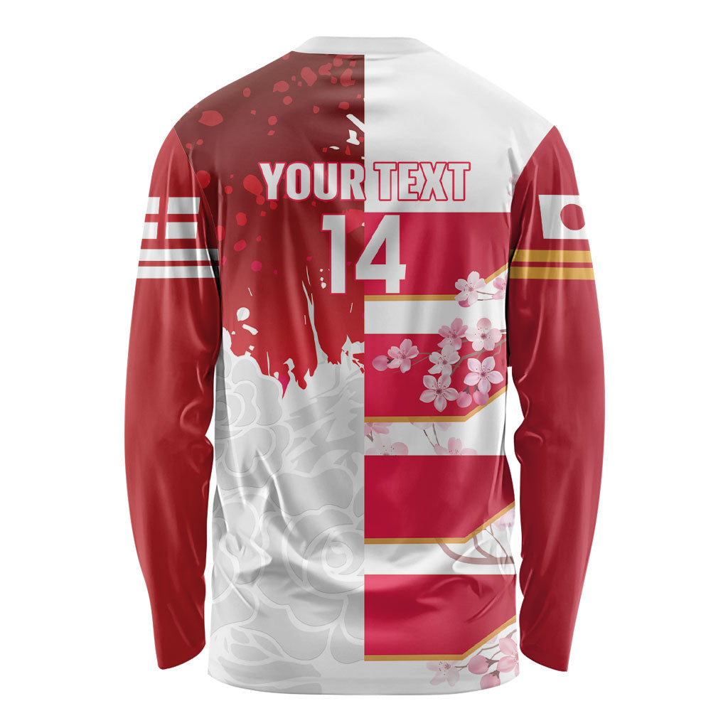 Japan and England Rugby Custom Long Sleeve Shirt Brave Blossoms Red Roses Together