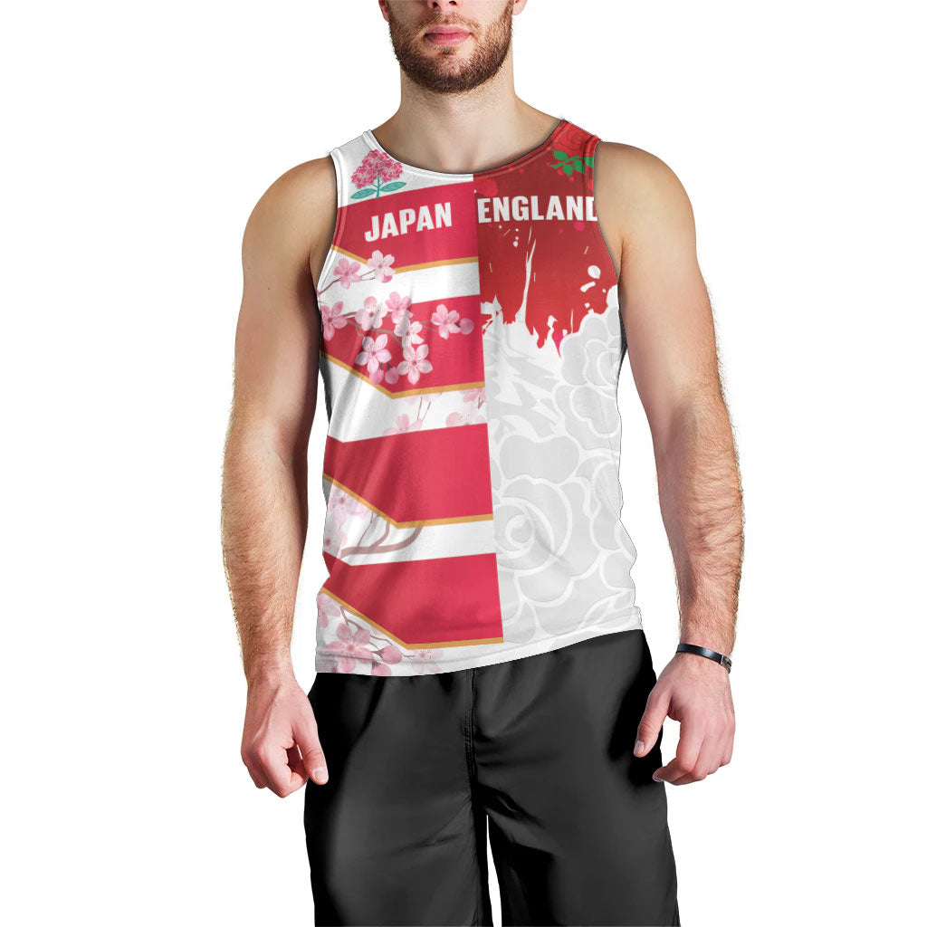 Japan and England Rugby Custom Men Tank Top Brave Blossoms Red Roses Together