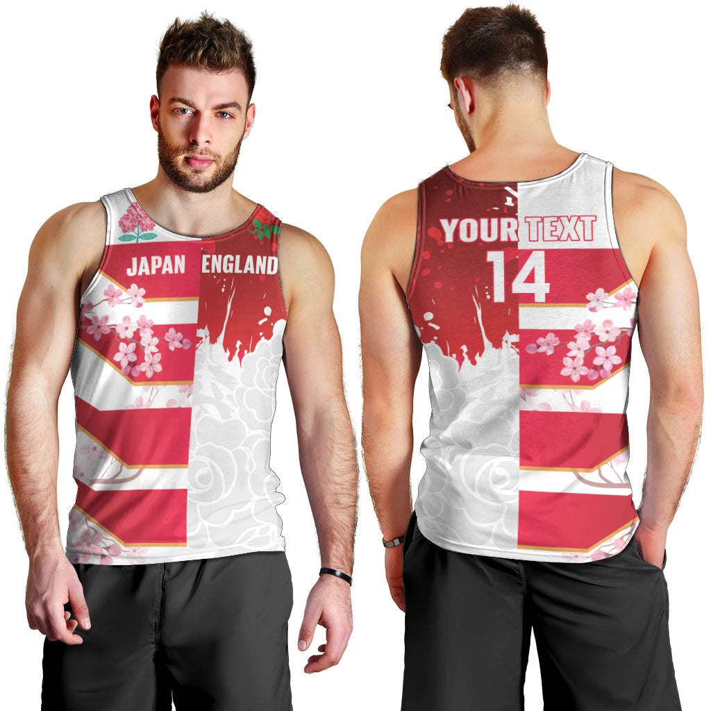 Japan and England Rugby Custom Men Tank Top Brave Blossoms Red Roses Together