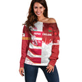 Japan and England Rugby Custom Off Shoulder Sweater Brave Blossoms Red Roses Together