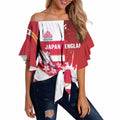 Japan and England Rugby Custom Off Shoulder Wrap Waist Top Brave Blossoms Red Roses Together