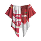 Japan and England Rugby Custom Off Shoulder Wrap Waist Top Brave Blossoms Red Roses Together