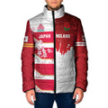 Japan and England Rugby Custom Padded Jacket Brave Blossoms Red Roses Together