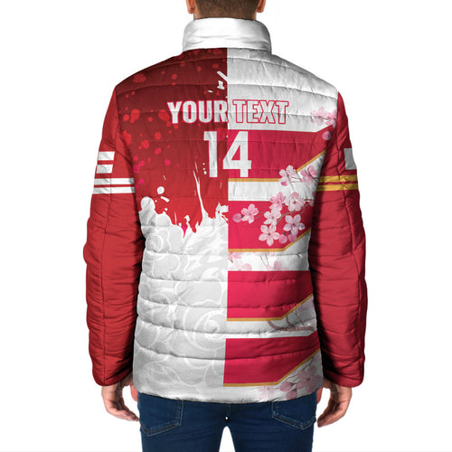 Japan and England Rugby Custom Padded Jacket Brave Blossoms Red Roses Together