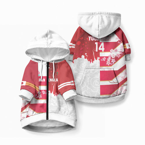 Japan and England Rugby Custom Pet Hoodie Brave Blossoms Red Roses Together