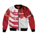 Japan and England Rugby Custom Sleeve Zip Bomber Jacket Brave Blossoms Red Roses Together