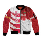 Japan and England Rugby Custom Sleeve Zip Bomber Jacket Brave Blossoms Red Roses Together