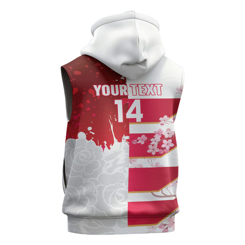 Japan and England Rugby Custom Sleeveless Zip Hoodie Brave Blossoms Red Roses Together