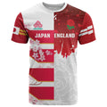Japan and England Rugby Custom T Shirt Brave Blossoms Red Roses Together