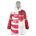 Japan and England Rugby Custom Wearable Blanket Hoodie Brave Blossoms Red Roses Together