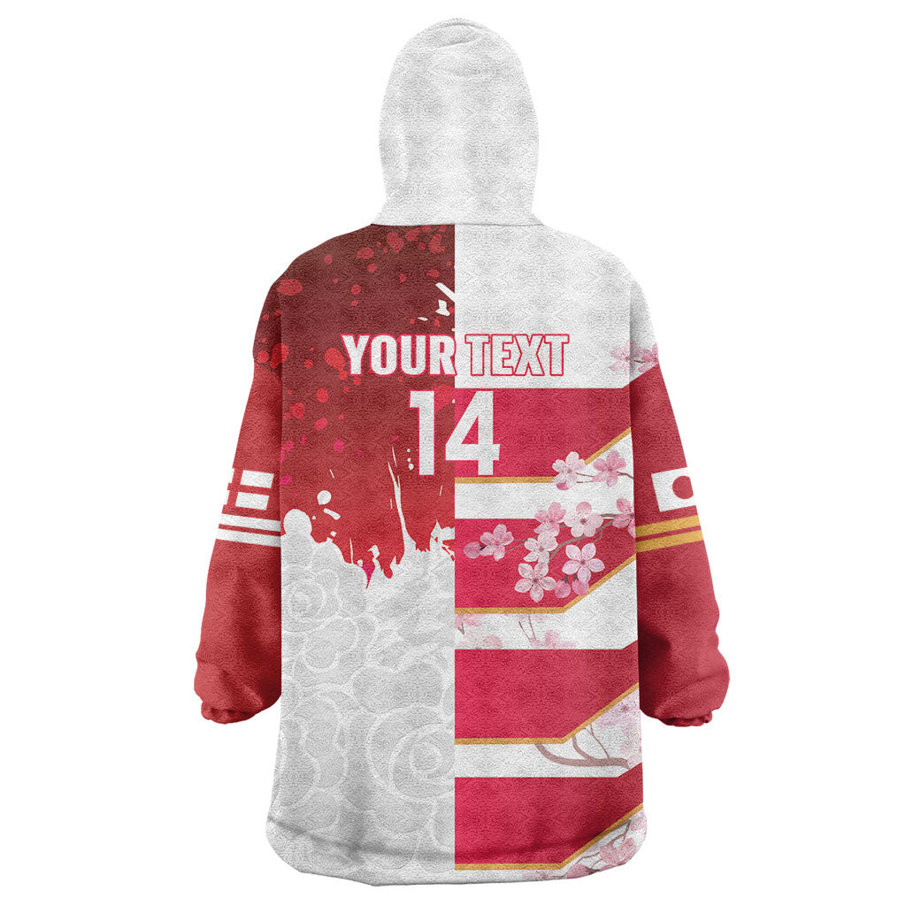 Japan and England Rugby Custom Wearable Blanket Hoodie Brave Blossoms Red Roses Together