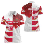 Japan and England Rugby Custom Women Polo Shirt Brave Blossoms Red Roses Together