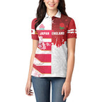 Japan and England Rugby Custom Women Polo Shirt Brave Blossoms Red Roses Together
