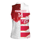 Japan and England Rugby Custom Women Sleeveless Polo Shirt Brave Blossoms Red Roses Together
