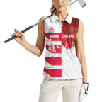 Japan and England Rugby Custom Women Sleeveless Polo Shirt Brave Blossoms Red Roses Together