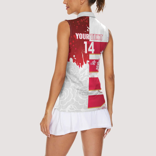 Japan and England Rugby Custom Women Sleeveless Polo Shirt Brave Blossoms Red Roses Together