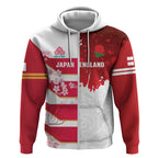 Japan and England Rugby Custom Zip Hoodie Brave Blossoms Red Roses Together