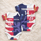 Japan and Scotland Rugby Custom Baby Onesie Brave Blossoms Scottish Thistle Together
