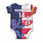 Japan and Scotland Rugby Custom Baby Onesie Brave Blossoms Scottish Thistle Together