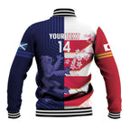 Japan and Scotland Rugby Custom Baseball Jacket Brave Blossoms Scottish Thistle Together