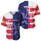 Japan and Scotland Rugby Custom Baseball Jersey Brave Blossoms Scottish Thistle Together