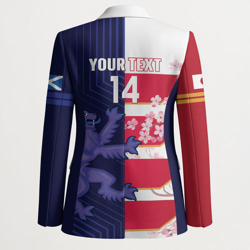 Japan and Scotland Rugby Custom Blazer Brave Blossoms Scottish Thistle Together