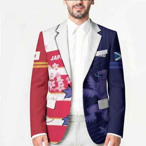 Japan and Scotland Rugby Custom Blazer Brave Blossoms Scottish Thistle Together