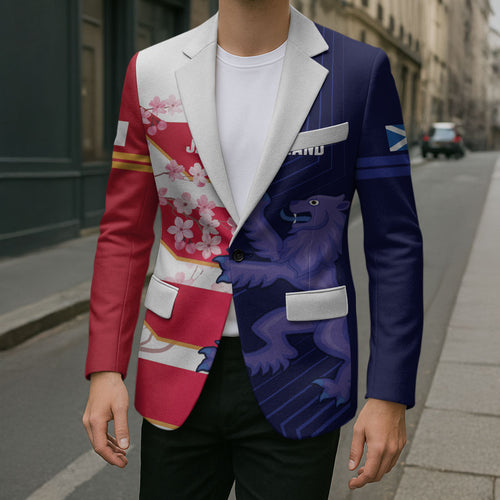 Japan and Scotland Rugby Custom Blazer Brave Blossoms Scottish Thistle Together