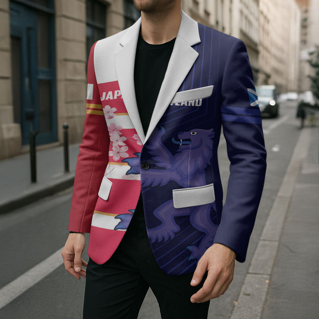 Japan and Scotland Rugby Custom Blazer Brave Blossoms Scottish Thistle Together