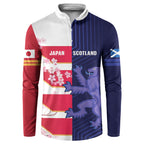 Japan and Scotland Rugby Custom Button Sweatshirt Brave Blossoms Scottish Thistle Together