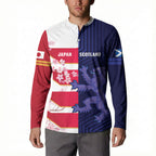 Japan and Scotland Rugby Custom Button Sweatshirt Brave Blossoms Scottish Thistle Together