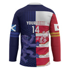 Japan and Scotland Rugby Custom Hockey Jersey Brave Blossoms Scottish Thistle Together