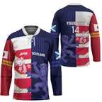 Japan and Scotland Rugby Custom Hockey Jersey Brave Blossoms Scottish Thistle Together
