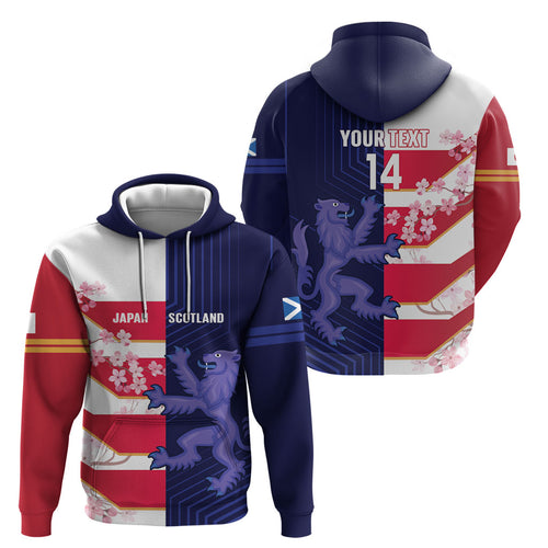 Japan and Scotland Rugby Custom Hoodie Brave Blossoms Scottish Thistle Together