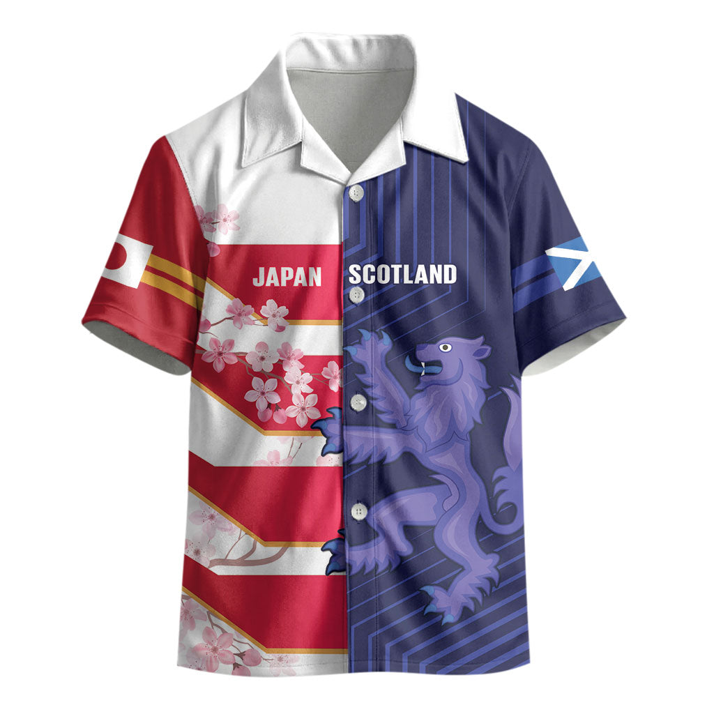 Japan and Scotland Rugby Custom Kid Hawaiian Shirt Brave Blossoms Scottish Thistle Together