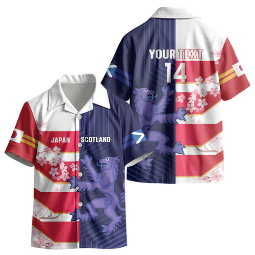 Japan and Scotland Rugby Custom Kid Hawaiian Shirt Brave Blossoms Scottish Thistle Together