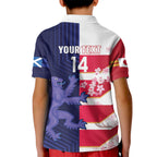 Japan and Scotland Rugby Custom Kid Polo Shirt Brave Blossoms Scottish Thistle Together