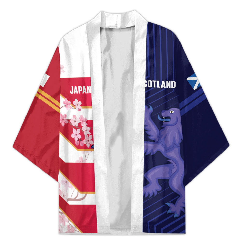 Japan and Scotland Rugby Custom Kimono Brave Blossoms Scottish Thistle Together
