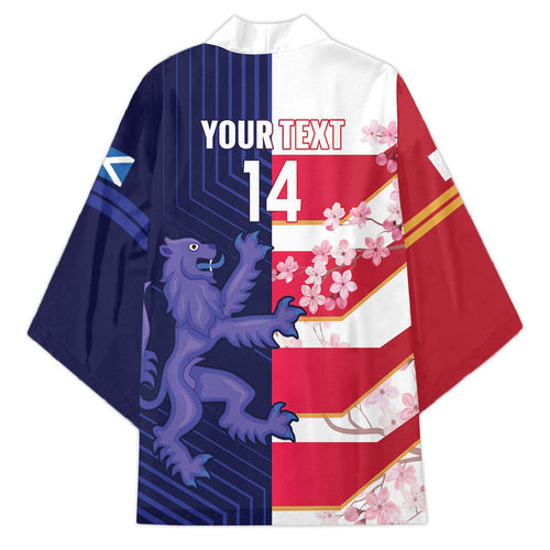 Japan and Scotland Rugby Custom Kimono Brave Blossoms Scottish Thistle Together