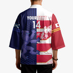 Japan and Scotland Rugby Custom Kimono Brave Blossoms Scottish Thistle Together