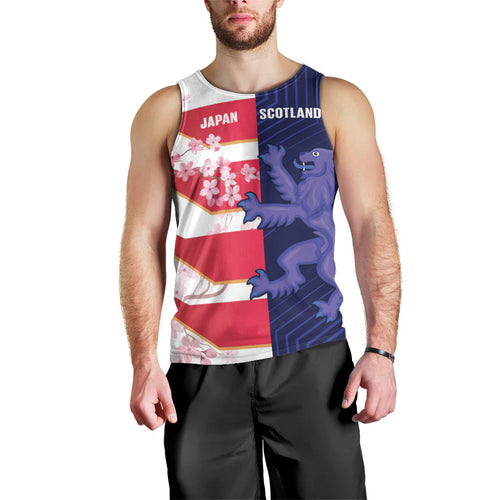 Japan and Scotland Rugby Custom Men Tank Top Brave Blossoms Scottish Thistle Together