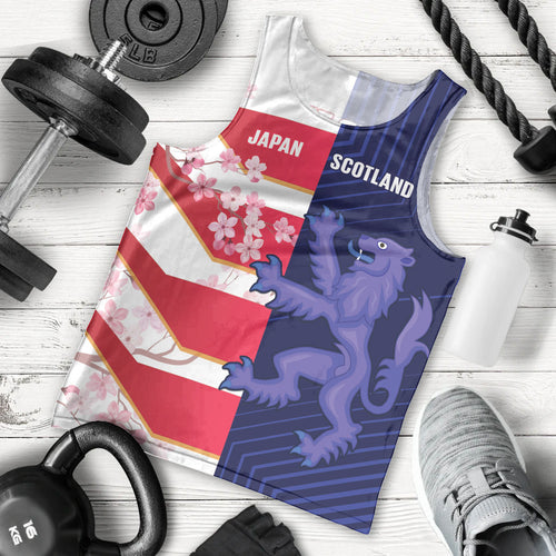 Japan and Scotland Rugby Custom Men Tank Top Brave Blossoms Scottish Thistle Together