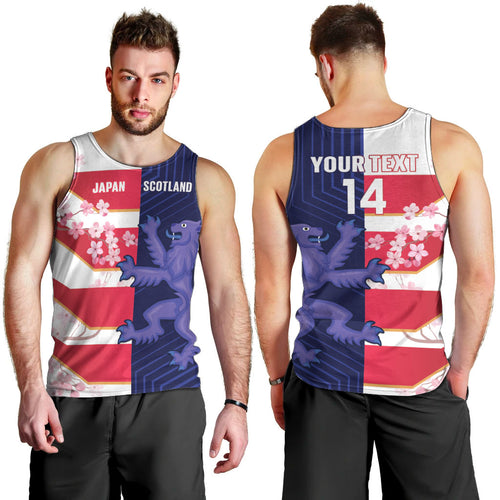 Japan and Scotland Rugby Custom Men Tank Top Brave Blossoms Scottish Thistle Together