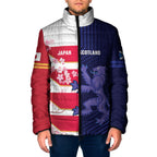 Japan and Scotland Rugby Custom Padded Jacket Brave Blossoms Scottish Thistle Together