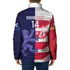 Japan and Scotland Rugby Custom Padded Jacket Brave Blossoms Scottish Thistle Together