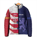 Japan and Scotland Rugby Custom Padded Jacket Brave Blossoms Scottish Thistle Together