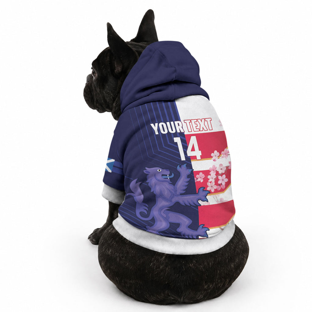 Japan and Scotland Rugby Custom Pet Hoodie Brave Blossoms Scottish Thistle Together